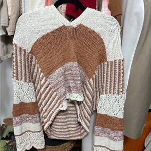 BKE Brown and Cream Striped Sweater